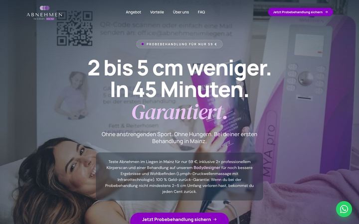 Website von Abnehmen im Liegen, erstellt von Blitzwebsite