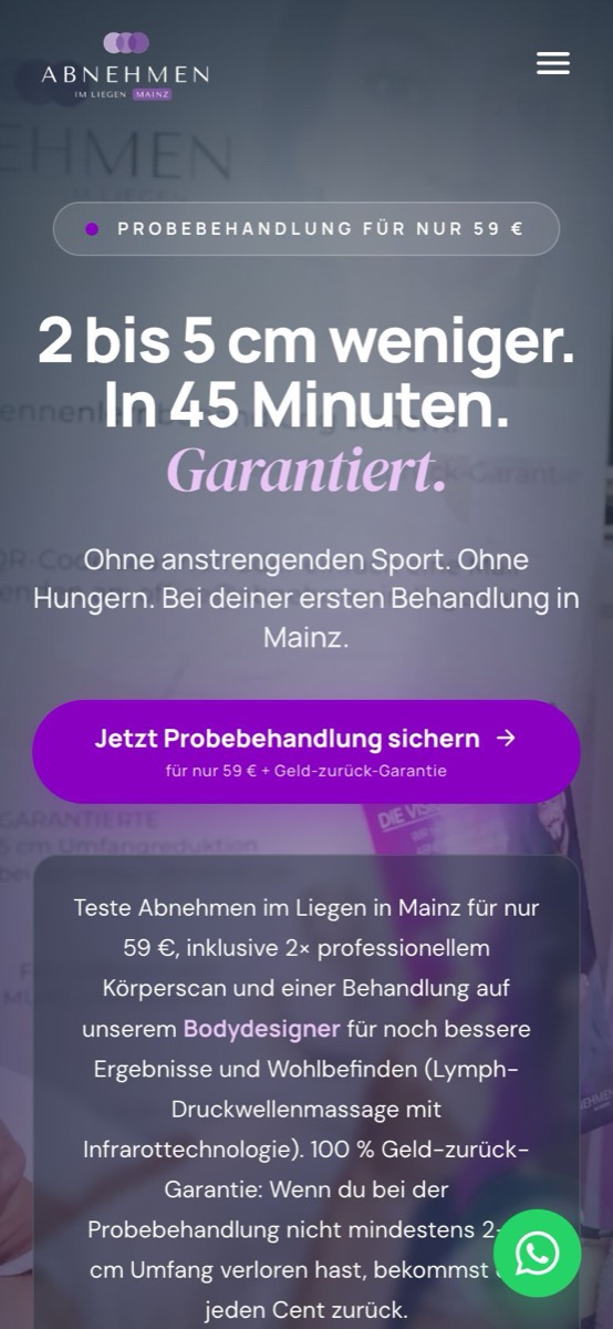 Handy-Ansicht der Website von Abnehmen im Liegen