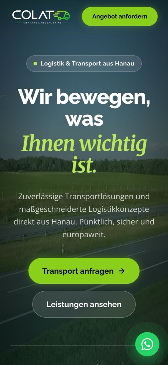 Handy-Ansicht der Website von COLAT Care of Logistics