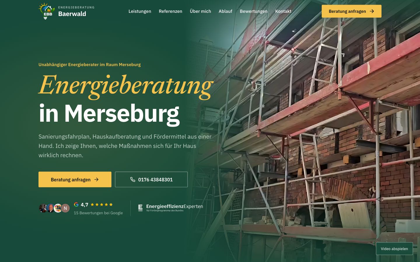 Startseite von Energieberatung Baerwald, erstellt von Blitzwebsite