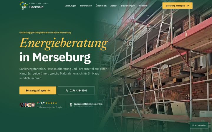 Website von Energieberatung Baerwald, erstellt von Blitzwebsite