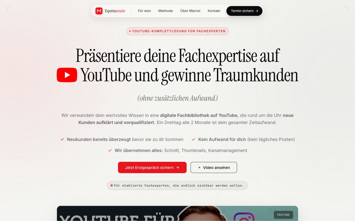 Startseite von Expertenstudio, erstellt von Blitzwebsite