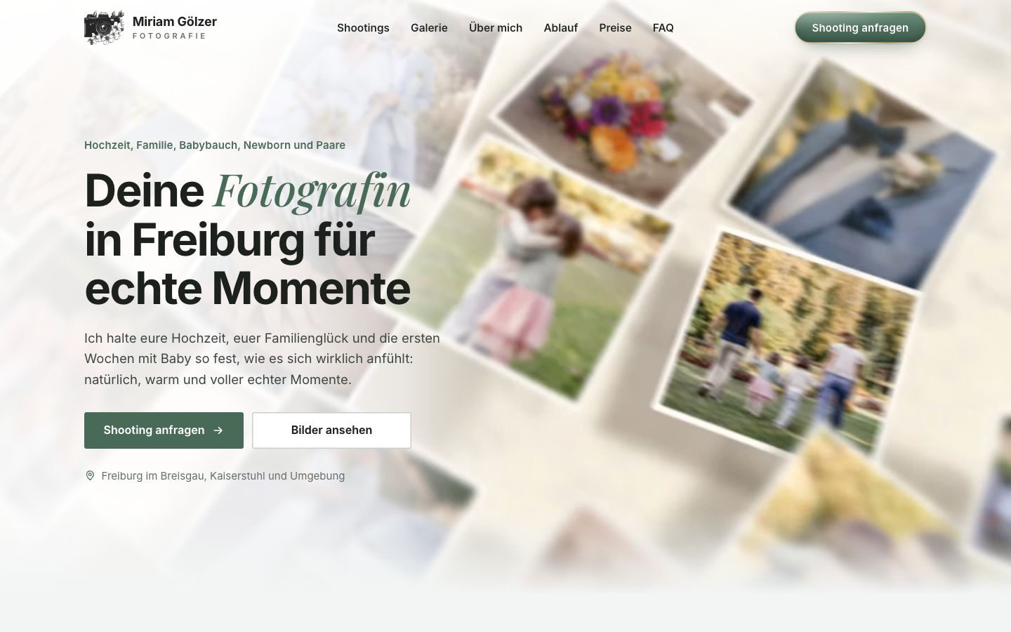 Startseite von Miriam Gölzer Fotografie, erstellt von Blitzwebsite