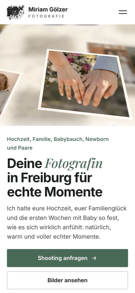 Handy-Ansicht der Website von Miriam Gölzer Fotografie