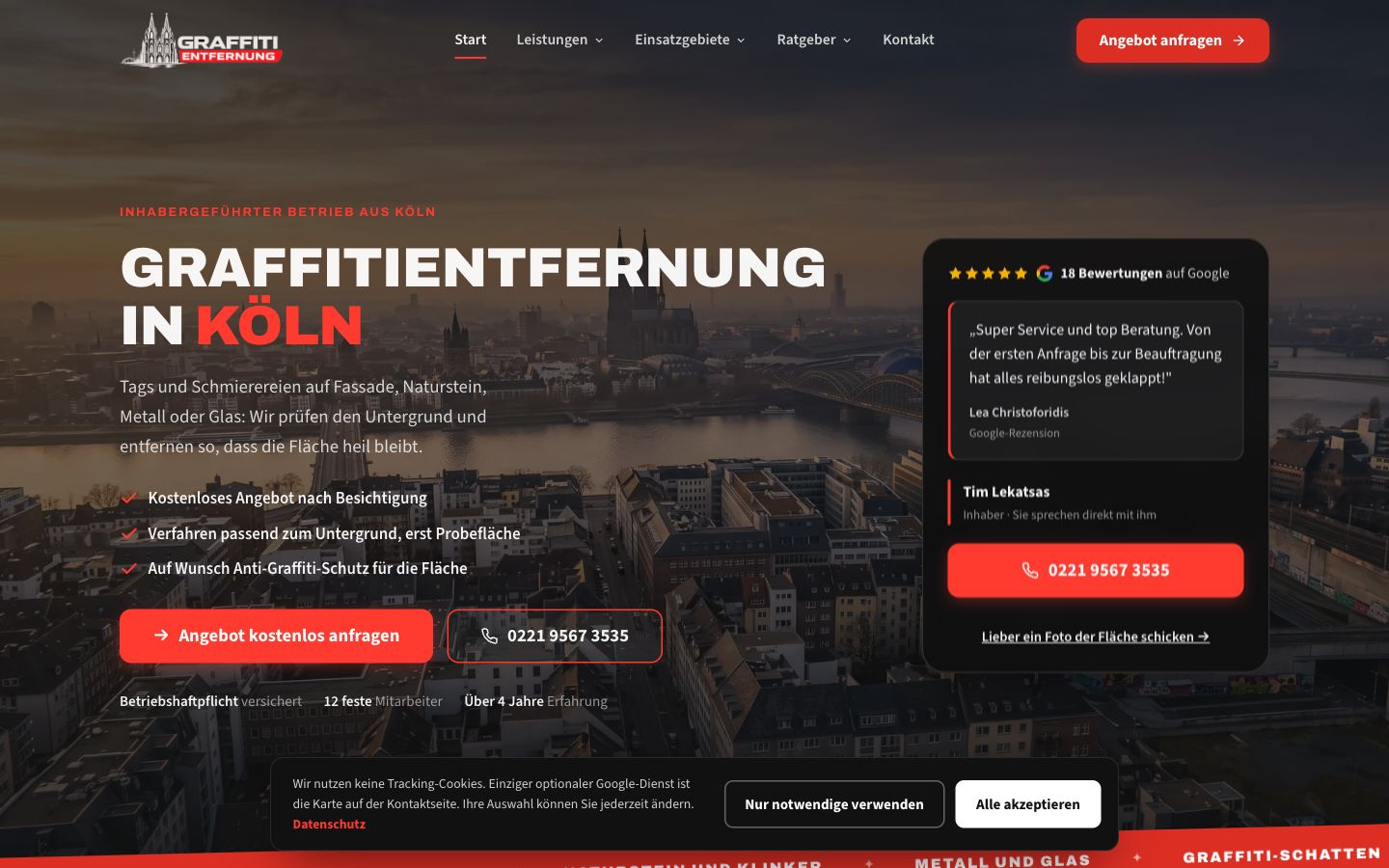 Startseite von LK Graffitientfernung, erstellt von Blitzwebsite