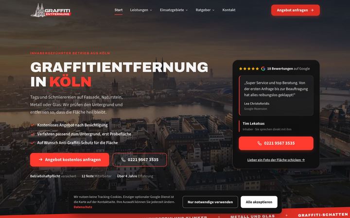 Website von LK Graffitientfernung, erstellt von Blitzwebsite