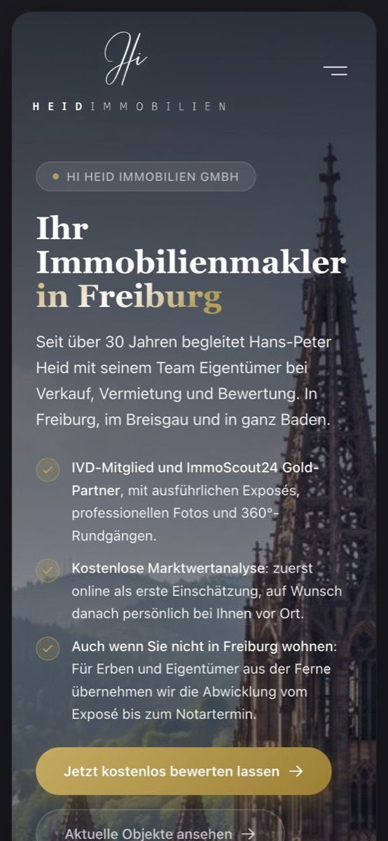 Handy-Ansicht der Website von Heid Immobilien