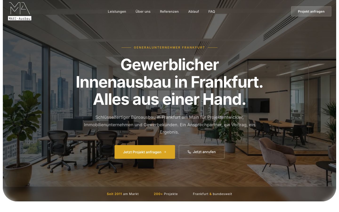 Startseite von MAXI-Ausbau, erstellt von Blitzwebsite