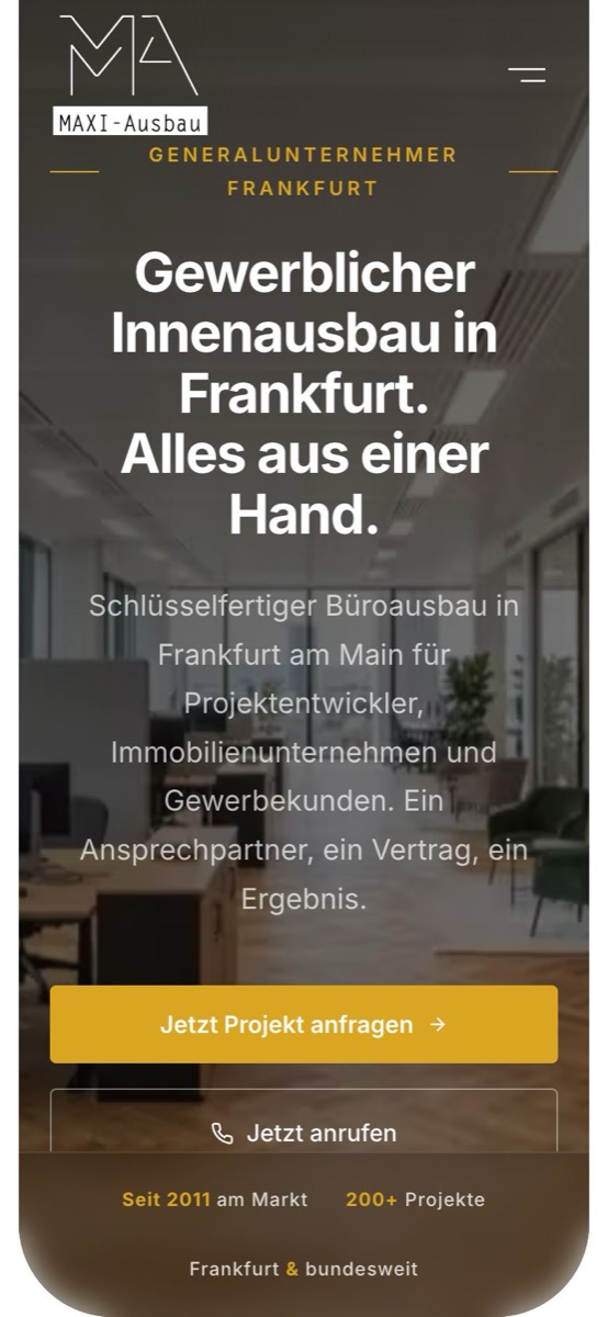 Handy-Ansicht der Website von MAXI-Ausbau