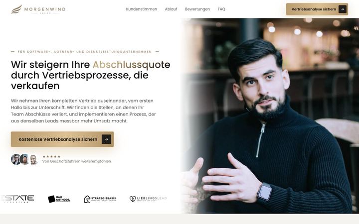 Website von Morgenwind, erstellt von Blitzwebsite