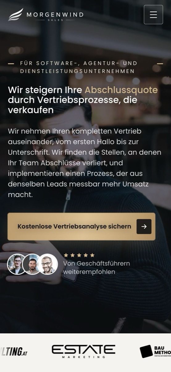 Handy-Ansicht der Website von Morgenwind