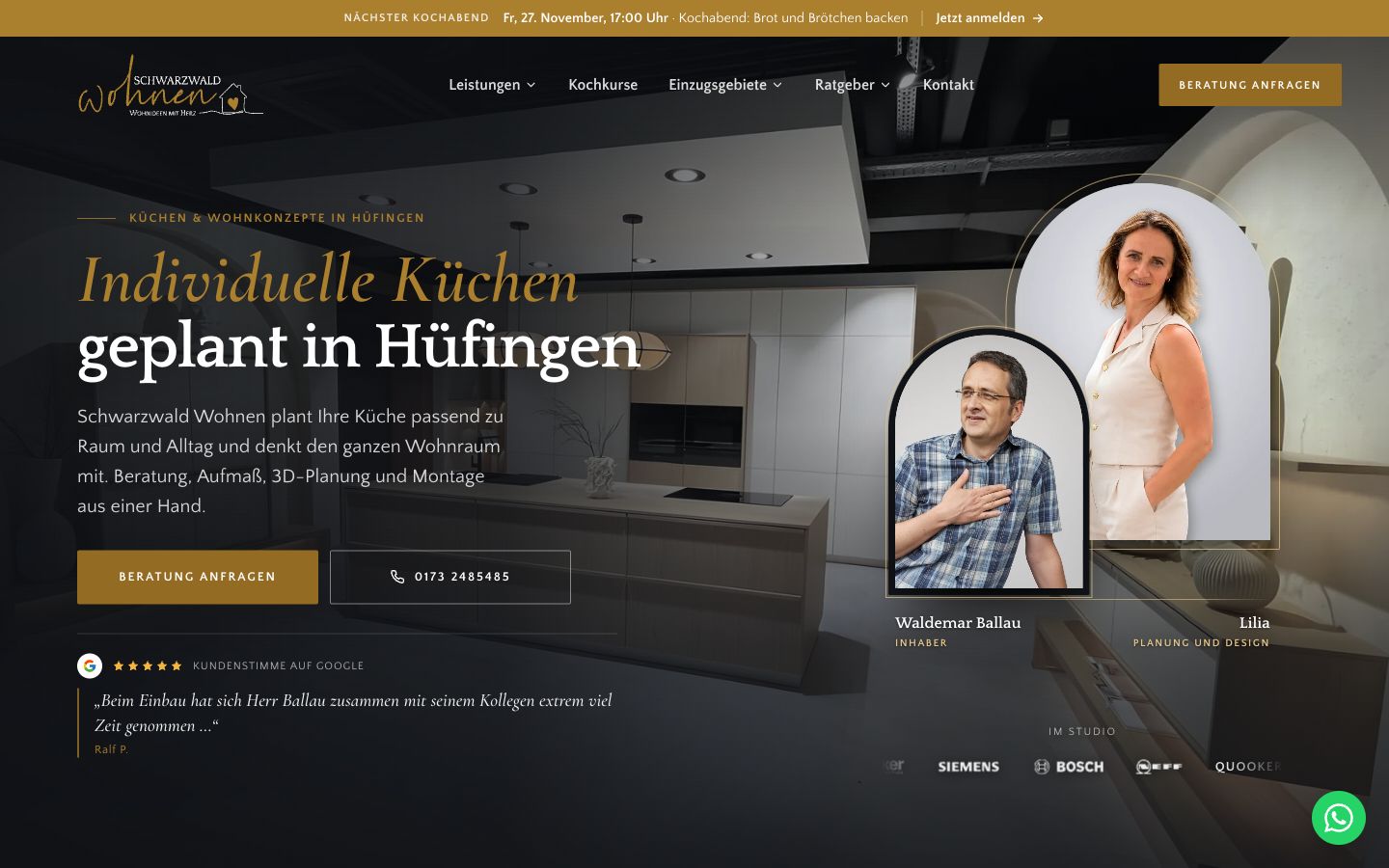 Startseite von Schwarzwald Wohnen, erstellt von Blitzwebsite