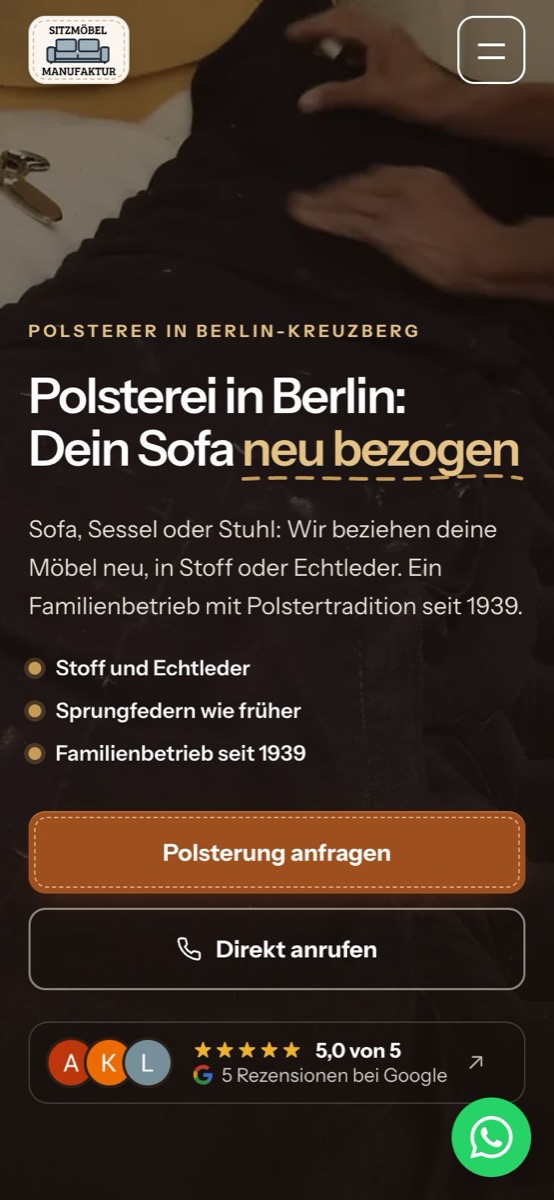 Handy-Ansicht der Website von Sitzmöbelmanufaktur
